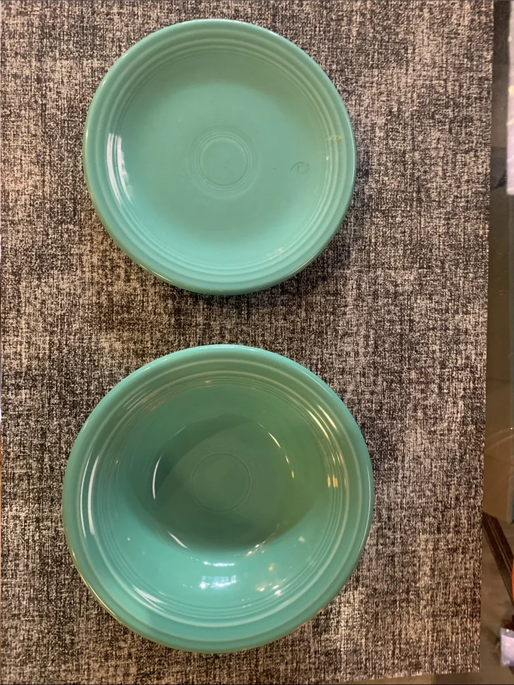 Fiesta Fruit Dessert Bowl & Dessert Plate Sea Mist Retired Color Made USA